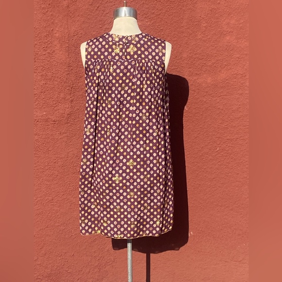 Vintage Anna Sui Metallic Gold Indian Tunic Shift Dress 10 - Picture 4 of 9